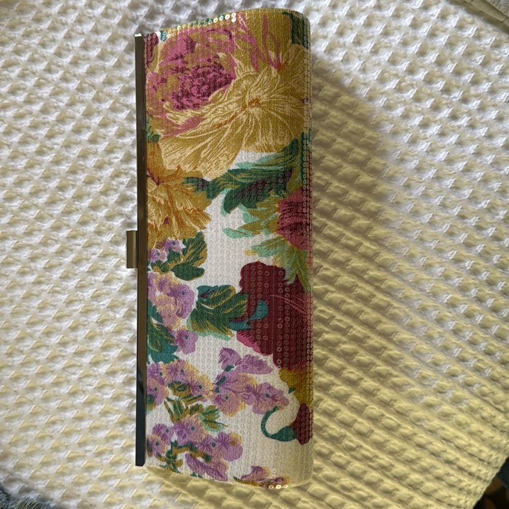 Strapless Floral Sequined Envelope Purse